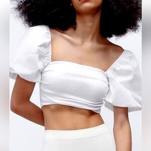 Zara Puffed Short Sleeve Crop Top